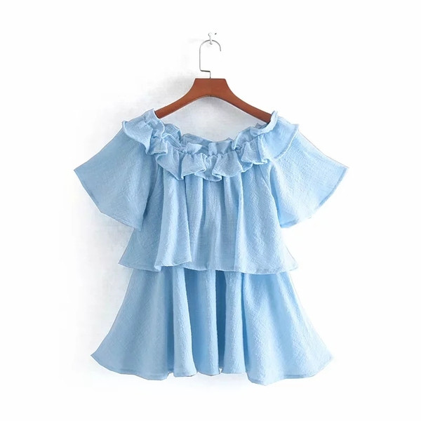 Maieu de dama - model larg in culoarea albastra