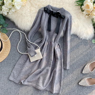 Rochie de dama de toamna croiala model cu panglica in patru culori