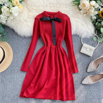 Rochie de dama de toamna croiala model cu panglica in patru culori