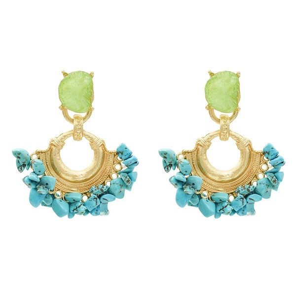 Cercei eleganti de dama cu pietre in trei culori