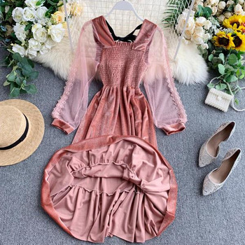 Új modell női bársony ruha átlátszó ujjakkal több színben