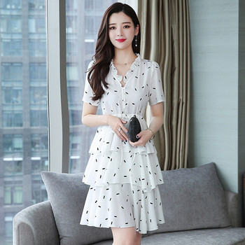 Rochie moderna de dama in alb cu maneci scurte