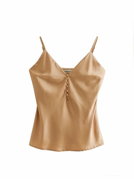 Női felső, vékony pántokkal, bézs színben