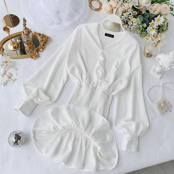 Rochie de dama model nou cu decolteu in V in rosu, negru si alb