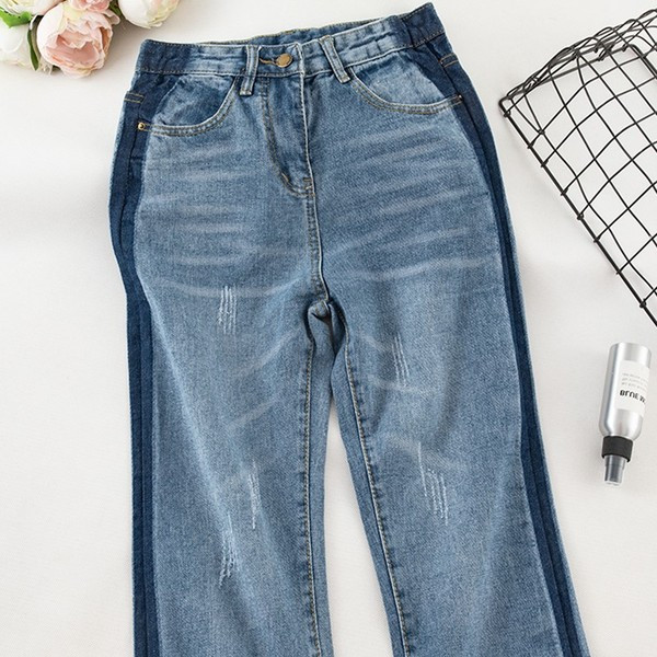 Blugi de dama moderni cu motive rupte - culoare albastra