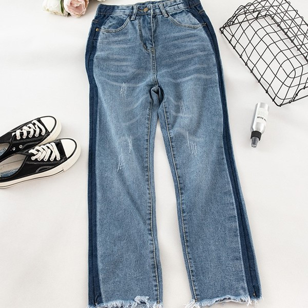 Blugi de dama moderni cu motive rupte - culoare albastra