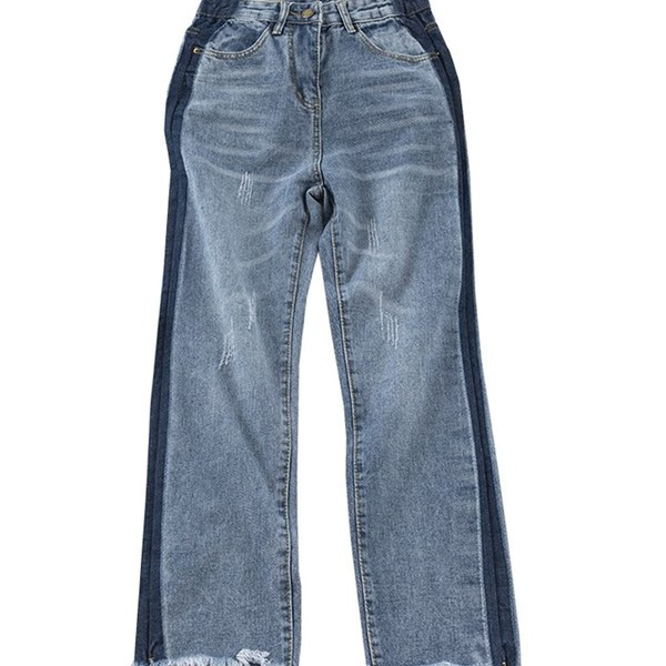 Blugi de dama moderni cu motive rupte - culoare albastra