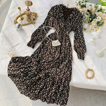 Rochie moderna de dama lunga cu decolteu in V in patru culori