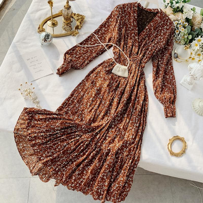 Rochie moderna de dama lunga cu decolteu in V in patru culori