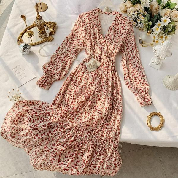 Rochie moderna de dama lunga cu decolteu in V in patru culori