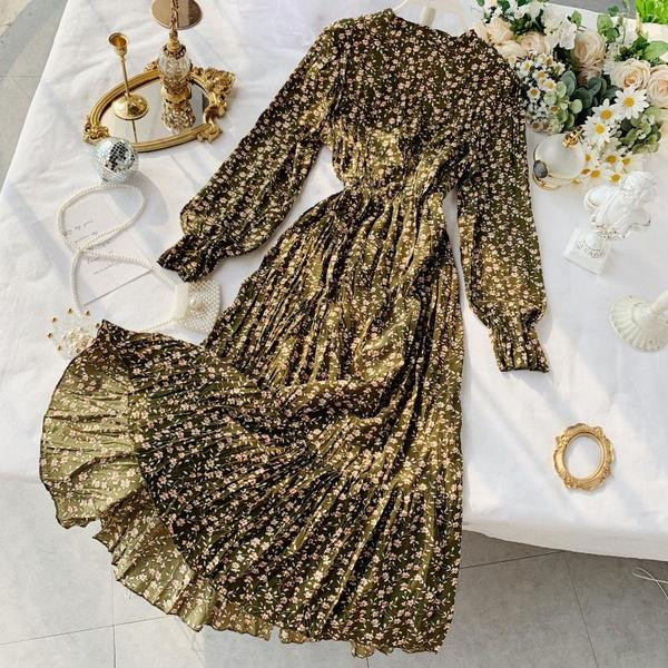 Rochie moderna de dama lunga cu decolteu in V in patru culori