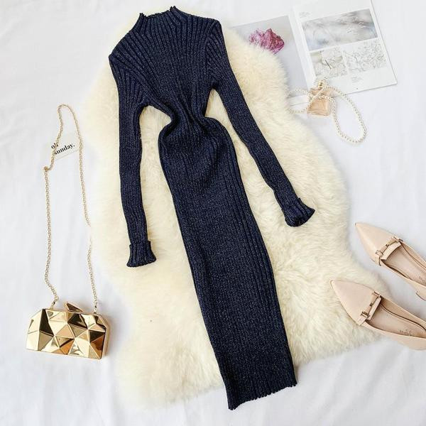 Aktuális női hosszú ruha vékony kötésből több színben