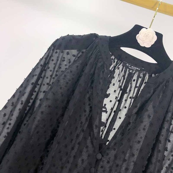 Cămașă de damă elegantă din tul de culoare neagră