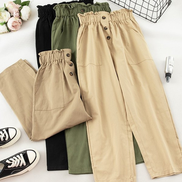 Pantaloni casual dama cu nasturi in mai multe culori