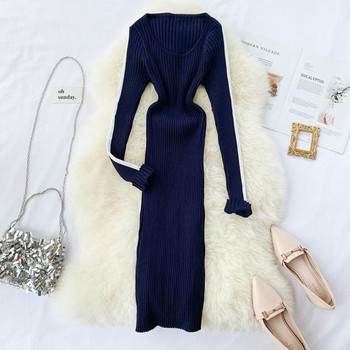 Rochie lunga de dama casual cu margini albe in mai multe culori