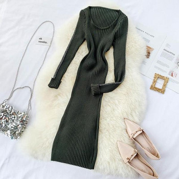 Rochie lunga de dama casual cu margini albe in mai multe culori