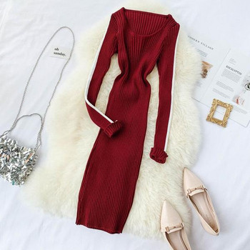 Rochie lunga de dama casual cu margini albe in mai multe culori