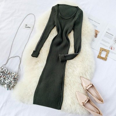 Rochie lunga de dama casual cu margini albe in mai multe culori