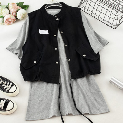 Tricou + vestă de damă modern în mai multe culori