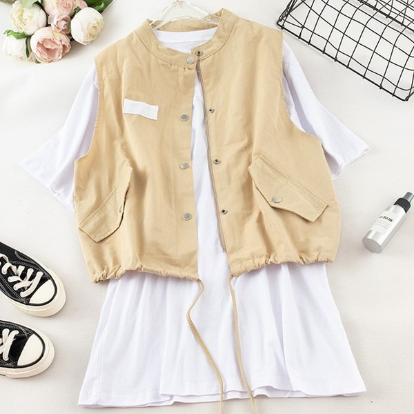 Tricou + vestă de damă modern în mai multe culori