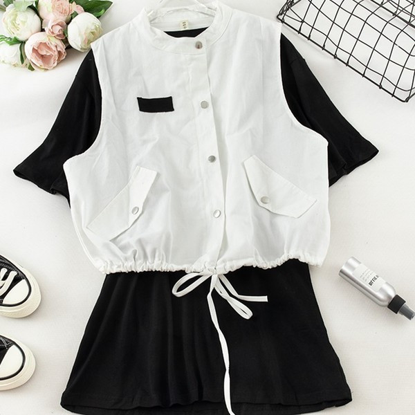 Tricou + vestă de damă modern în mai multe culori