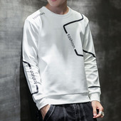 Bluză casual bărbătească în alb și negru cu inscripții