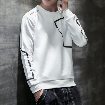 Bluză casual bărbătească în alb și negru cu inscripții