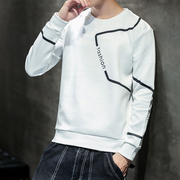 Bluză casual bărbătească în alb și negru cu inscripții