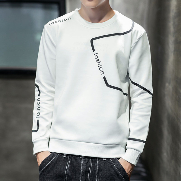 Bluză casual bărbătească în alb și negru cu inscripții