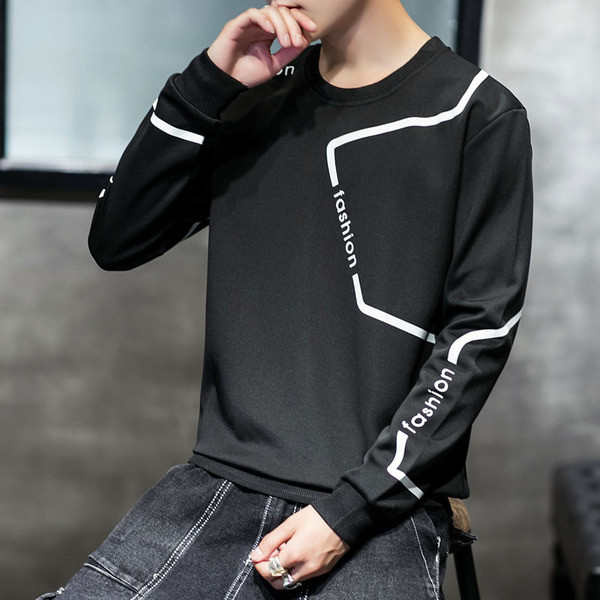 Bluză casual bărbătească în alb și negru cu inscripții