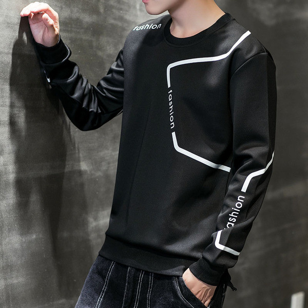 Bluză casual bărbătească în alb și negru cu inscripții