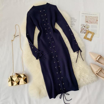 Rochie de dama moderna model Slim cu cravate in diferite culori