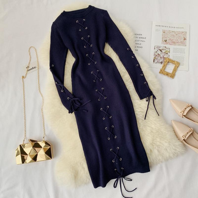 Rochie de dama moderna model Slim cu cravate in diferite culori