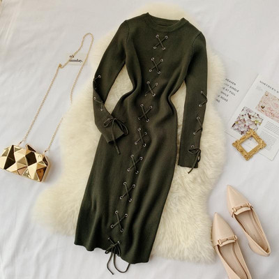 Rochie de dama moderna model Slim cu cravate in diferite culori