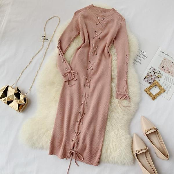 Rochie de dama moderna model Slim cu cravate in diferite culori