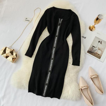 Őszi női ruha hosszú ujjú, több színben feliratos