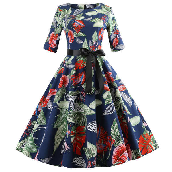 Modern női ruha 3/4-es ujjal és szalaggal több színben