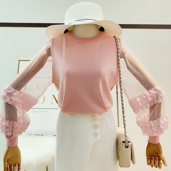 Modern női tüll blúz négy színben