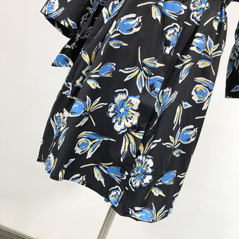 Rochie de dama neagra cu model floral