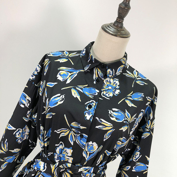 Rochie de dama neagra cu model floral