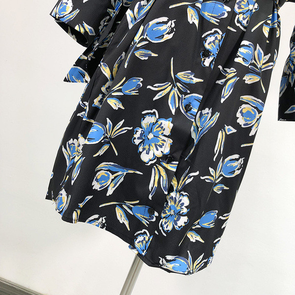 Rochie de dama neagra cu model floral