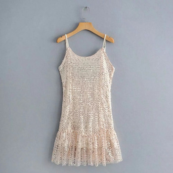 Rochie de dama cu efect stralucitor si bretele subtiri