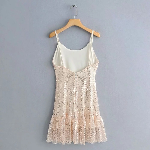 Rochie de dama cu efect stralucitor si bretele subtiri