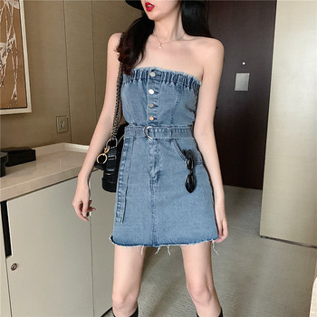 Modern női farmer ruha kék és fekete színben