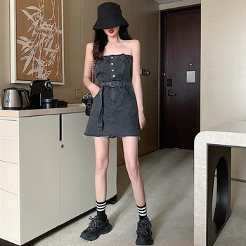 Modern női farmer ruha kék és fekete színben