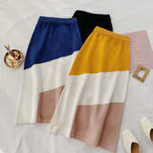 Magas derékú női szoknya vékony kötésből, három színben