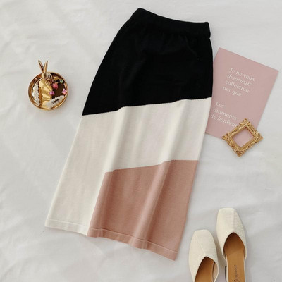 Magas derékú női szoknya vékony kötésből, három színben