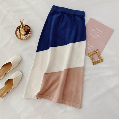 Magas derékú női szoknya vékony kötésből, három színben