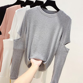 Modern női blúz O-nyakkal, négy színben