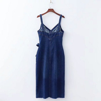 Női farmer ruha hasítékkal